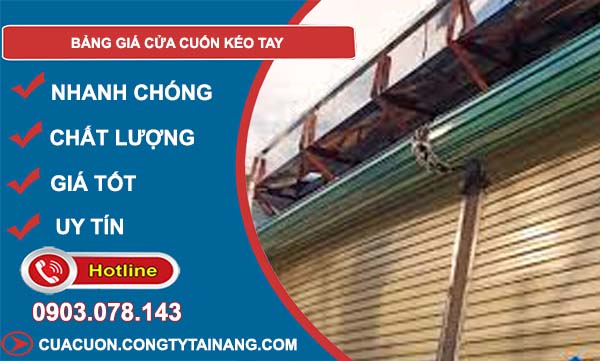bảng giá cửa cuốn kéo tay