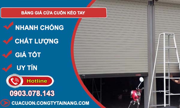 tìm hiểu bảng giá cửa cuốn kéo tay
