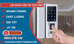 lắp khoá vân tay cửa kính