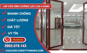 thợ lắp cửa kính cường lực lùa 4 cánh