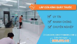 thợ lắp cửa kính quầy thuốc