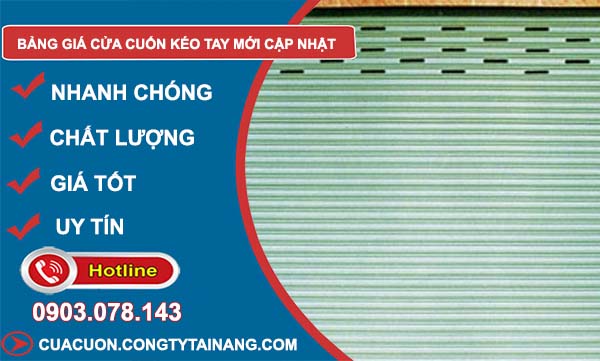 bảng giá cửa cuốn kéo tay mới cập nhật