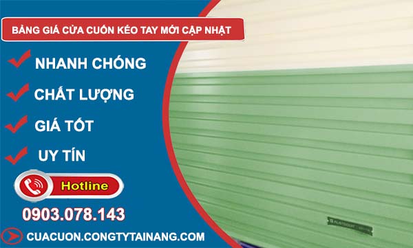 bảng giá cửa cuốn kéo tay