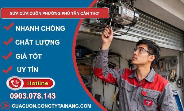 Sửa cửa cuốn phường Phú Tân Cần Thơ uy tín