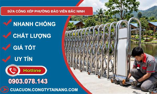 sửa cổng xếp Đào Viên