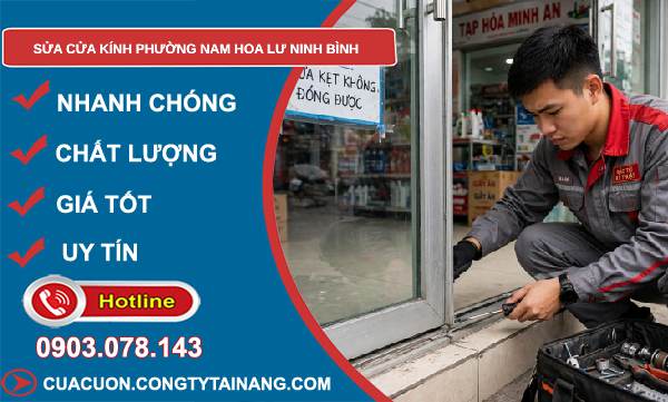 sửa cửa kính phường Nam Hoa Lư