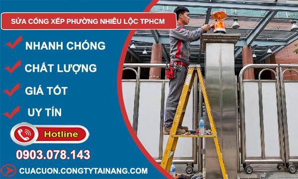 sửa cổng xếp Nhiêu Lộc