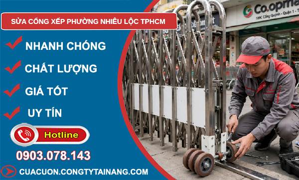 sửa cổng xếp phường Nhiêu Lộc