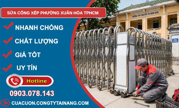 sửa cổng xếp phường Xuân Hòa TPHCM