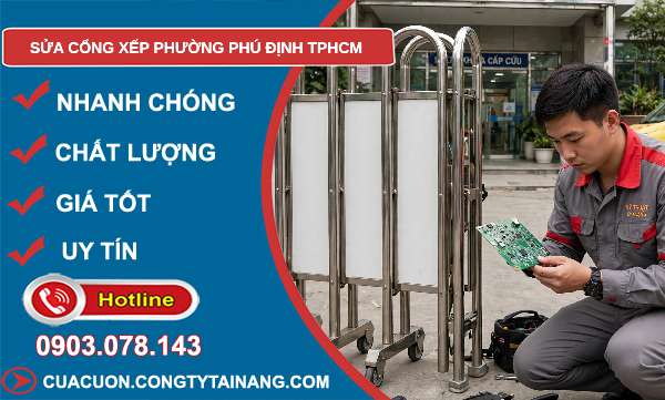 sửa cổng xếp tại Phú Định